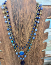 PGJ Bohemian Layered Blue Stone & Crystal Necklace