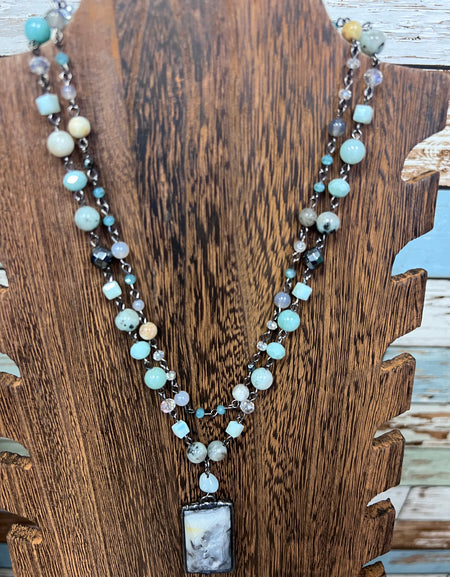 PGJ Just Beads Layered Mint Necklace