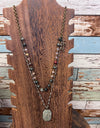 PGJ Double Layered Rosary Chain Stone Drop Necklace