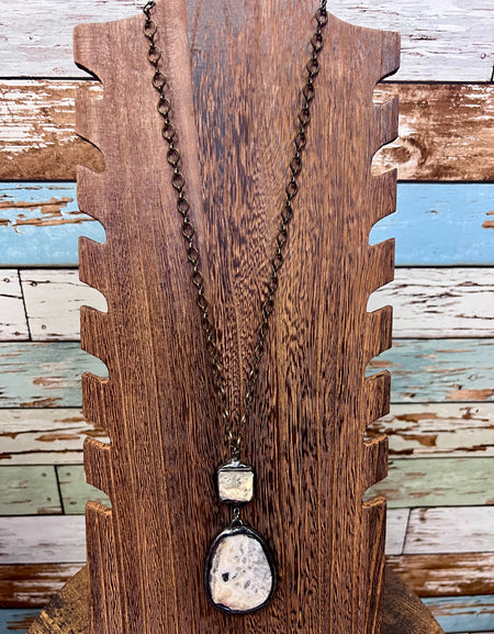 PGJ Vintage Bohemian Stone Drop Pendant Necklace