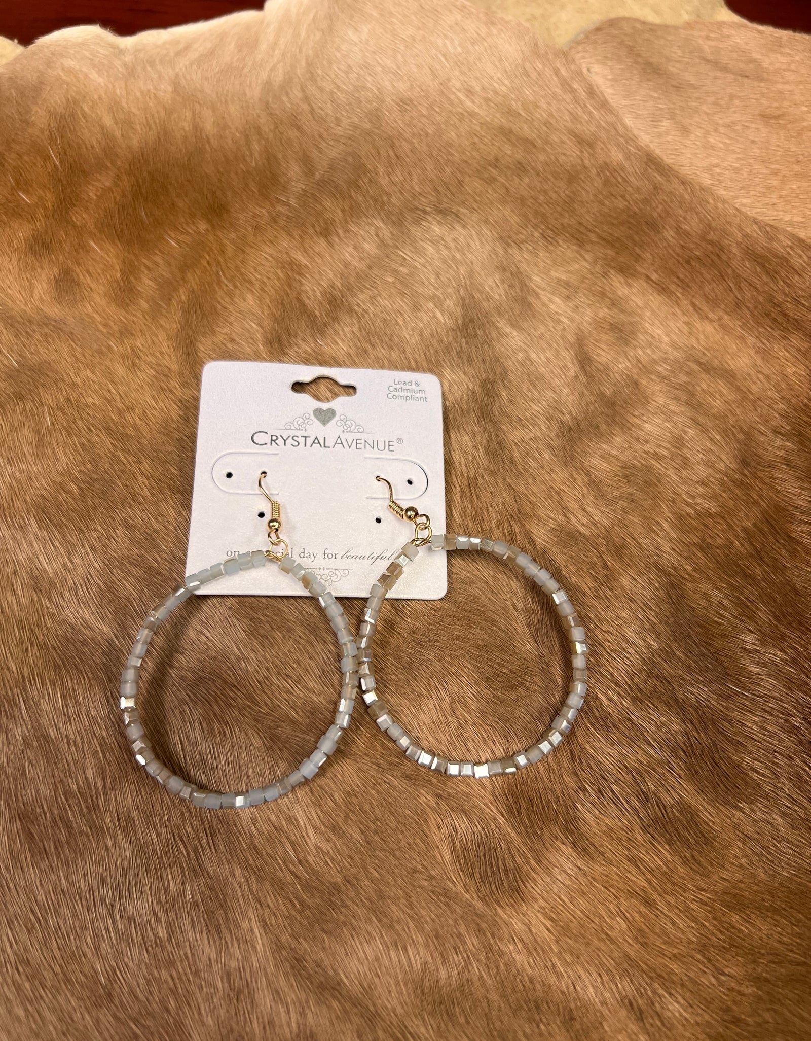 Sandy Gray Cube Beaded Loop Earrings