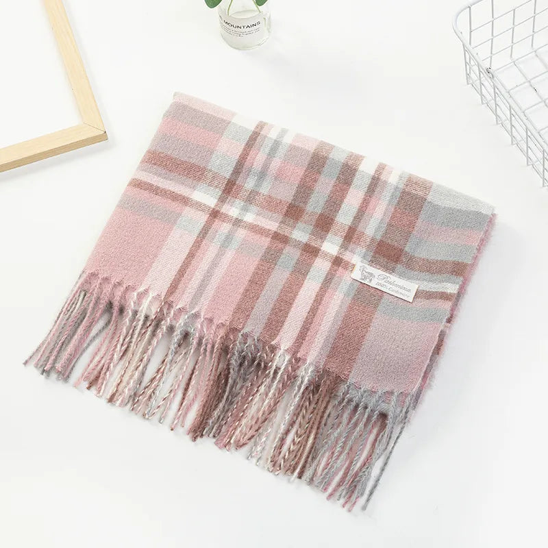NI Mauve plaid cashmere blend scarf