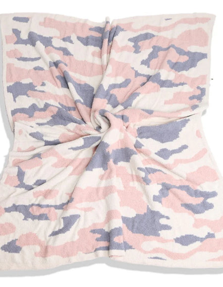 Camouflage Print Luxury Soft Throw Blanket - Pink