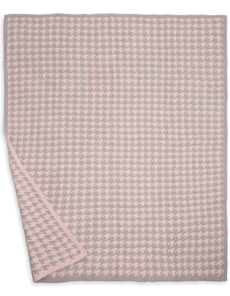 Houndstooth Pattern Luxury Soft Throw Blanket - Pink