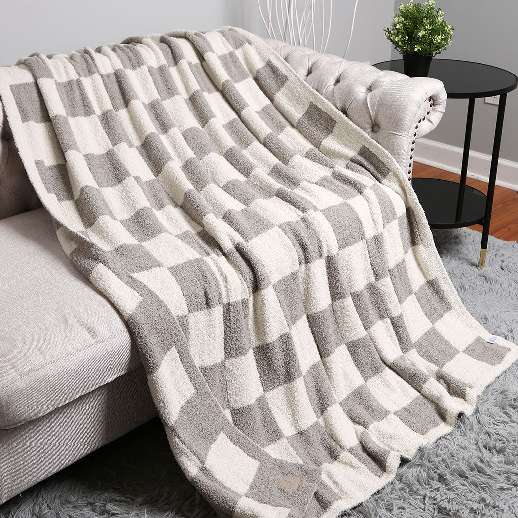 FC Gray Checkerboard Pattern Throw Blanket
