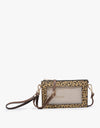 3 Compartment Crossbody w/ Clear Window - Cheetah/Camel