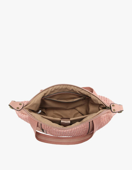 Charlie Woven Boston Bag - Pink