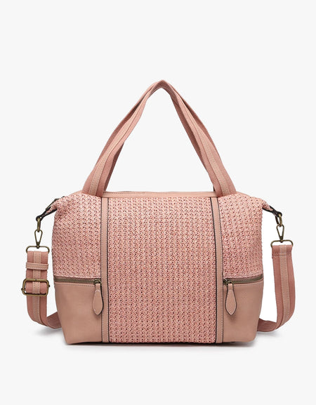 Charlie Woven Boston Bag - Pink