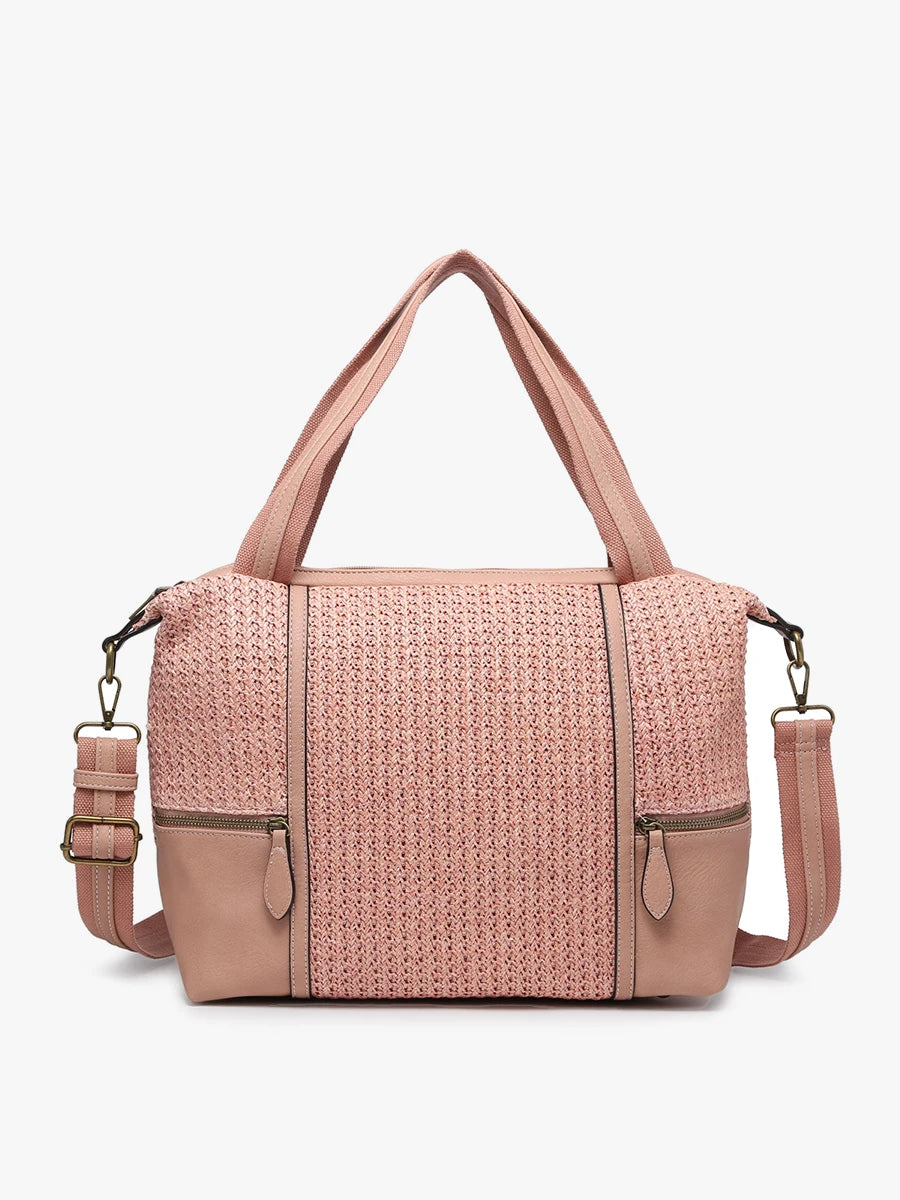 Charlie Woven Boston Bag - Pink