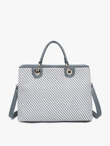 Nancy Woven Stripe Tote - Gray