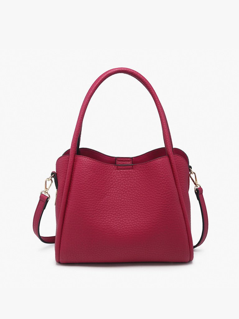 J&C Sasha Structured Satchel w/3 Compartments - Boysenberry