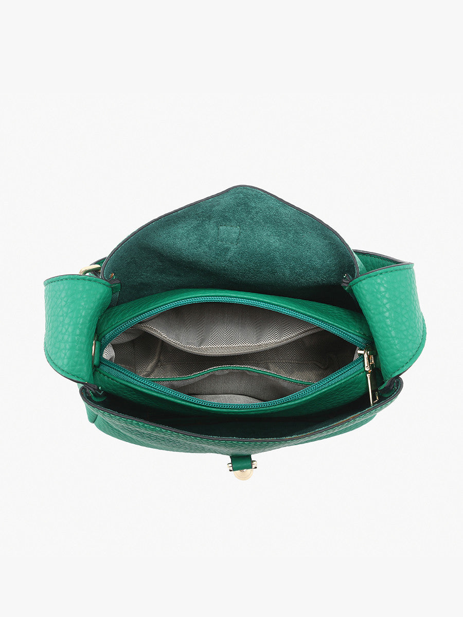 Agnes Press-Lock Satchel w/ Inner Bag & Crossbody Strap - Seafoam