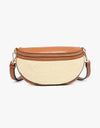 Nevaeh Straw Sling/Crossbody w/ Vegan Leather Contrast - Natural