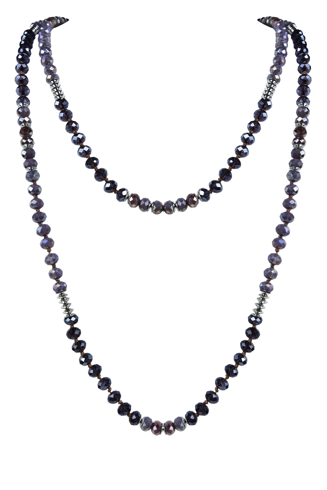 OLE Latest Charm Crystal Beaded Long Necklace - purple