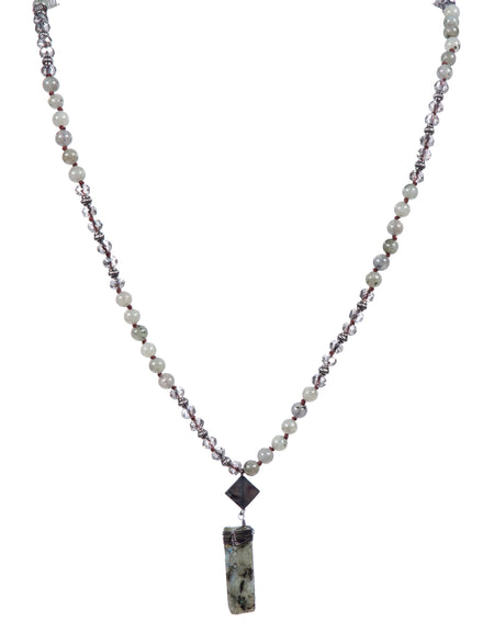 OLE Handmade Braided Labradorite Stone Beaded Necklace