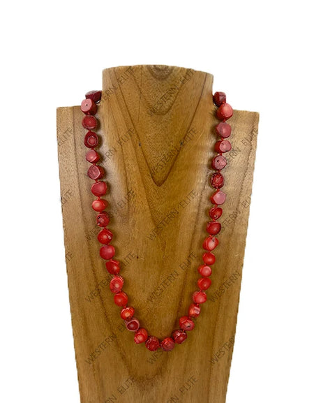 20'' red roundel coral beads Necklace