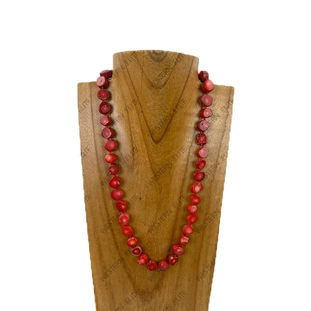 20'' red roundel coral beads Necklace