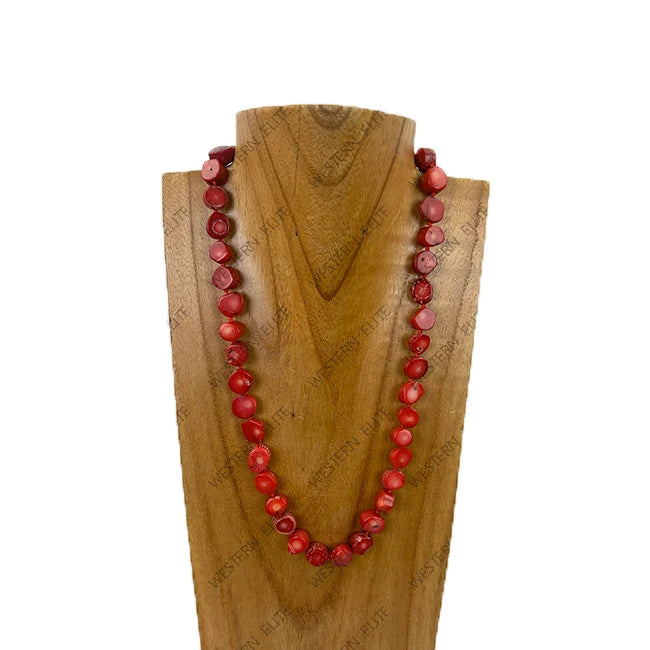 20'' red roundel coral beads Necklace