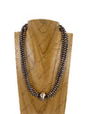 Triple copper Navajo pearl beads strings with large center piece ball Necklace