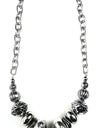 Necklace - SHORT BEADED FRONT W/ROUND CRYSTAL PENDANT
