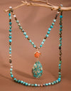 Turquoise Stone Beaded, Large Stone Pendant Necklace