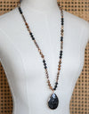 Natural Stone Bead Necklace with Stone Pendant