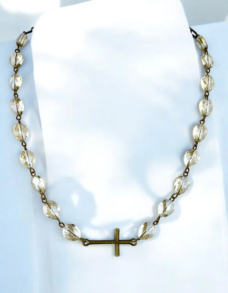 AC Champagne Crystal with Cross Pendant
