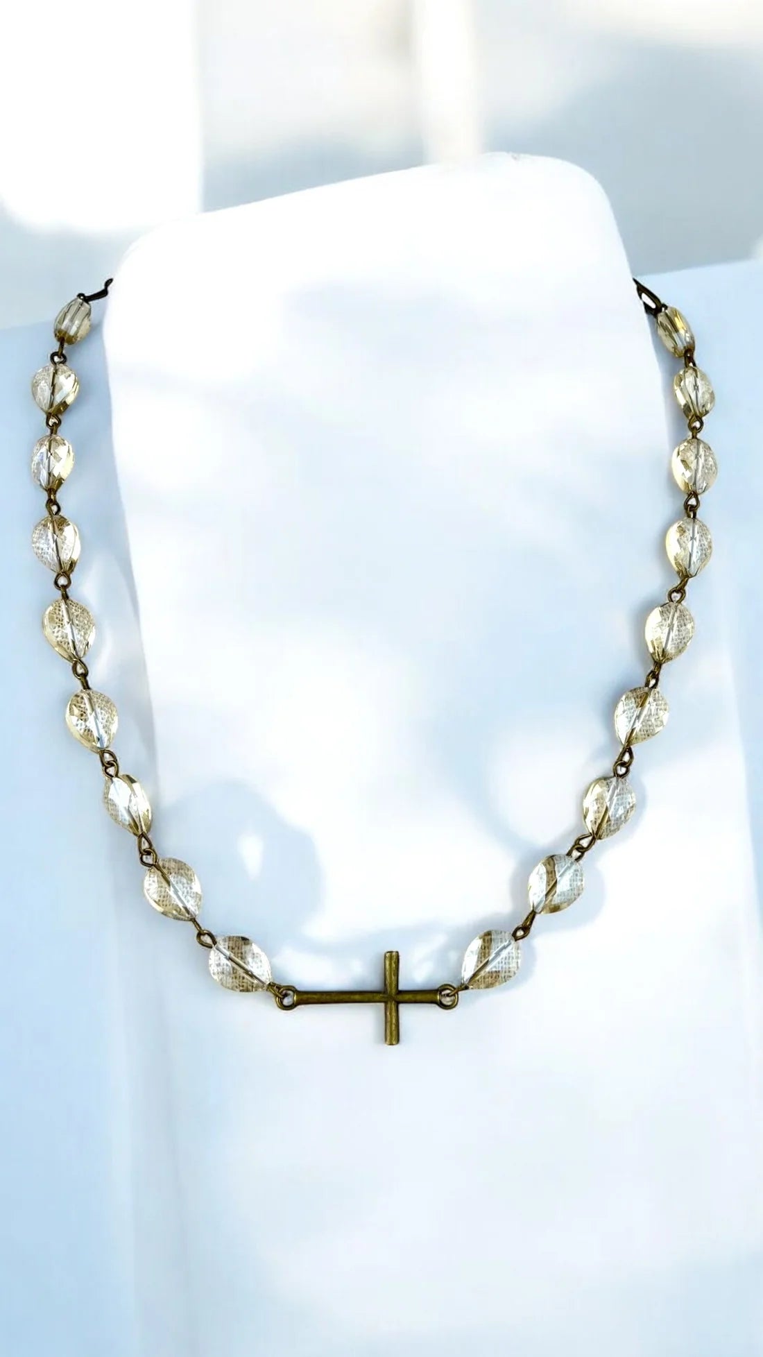 AC Champagne Crystal with Cross Pendant