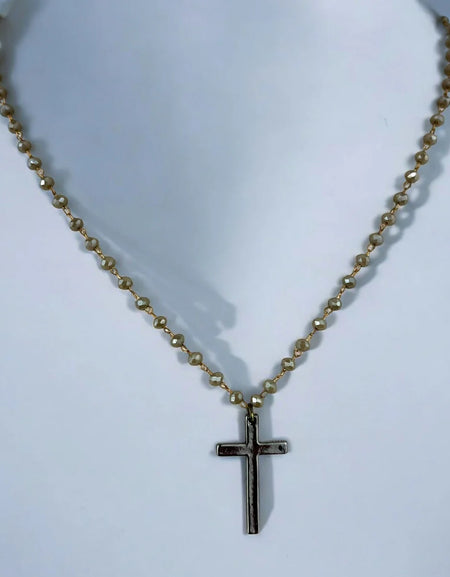 AC Dainty Mocha Necklace with Cross Pendant