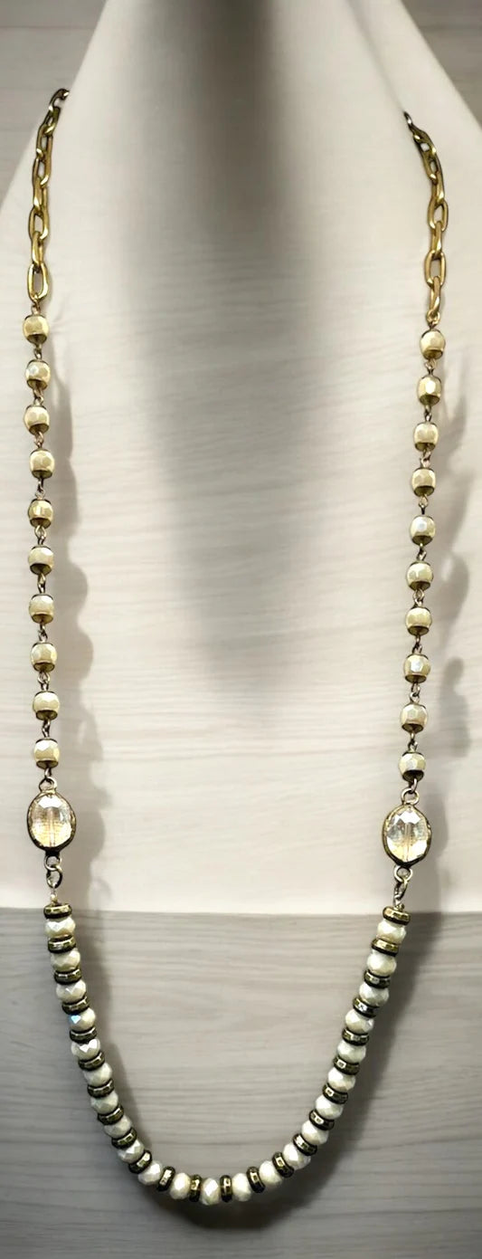 AC Ivory Necklace with Double Crystal
