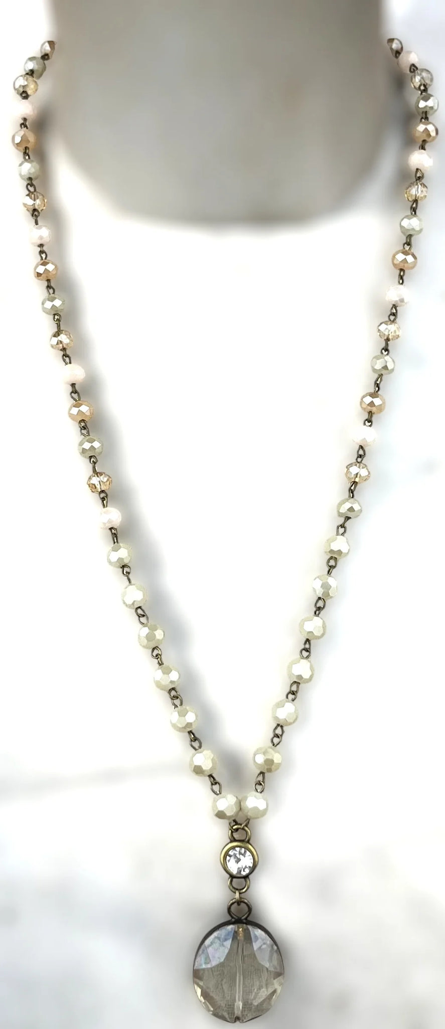 AC Pink, Beige and Ivory Necklace with Pendant