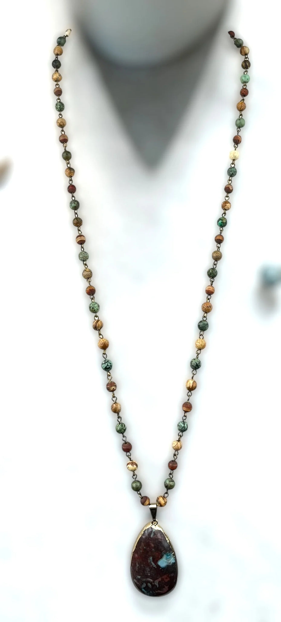 AC African Turquoise and Jasper Necklace with Pendant