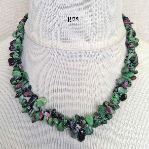 Ruby-Zoisite Torsade Necklace