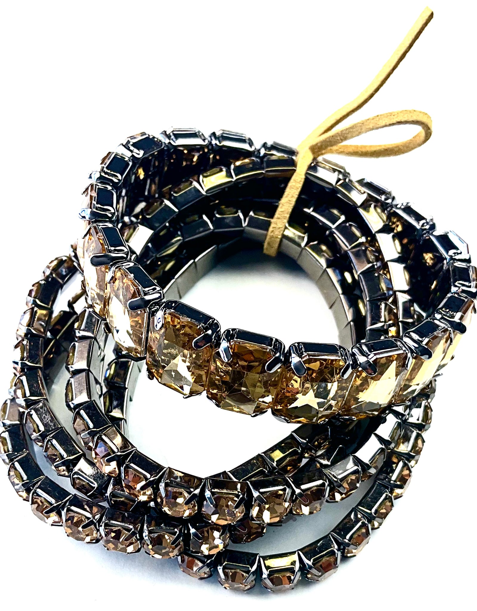 5-strand dark topaz stretch bracelet set