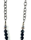 SHORT BEADS & CHAIN W/LG. GLASS PENDANT CENTER
