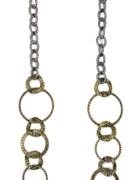 Necklace-HAMMERED RINGS ON CHAIN MIXED