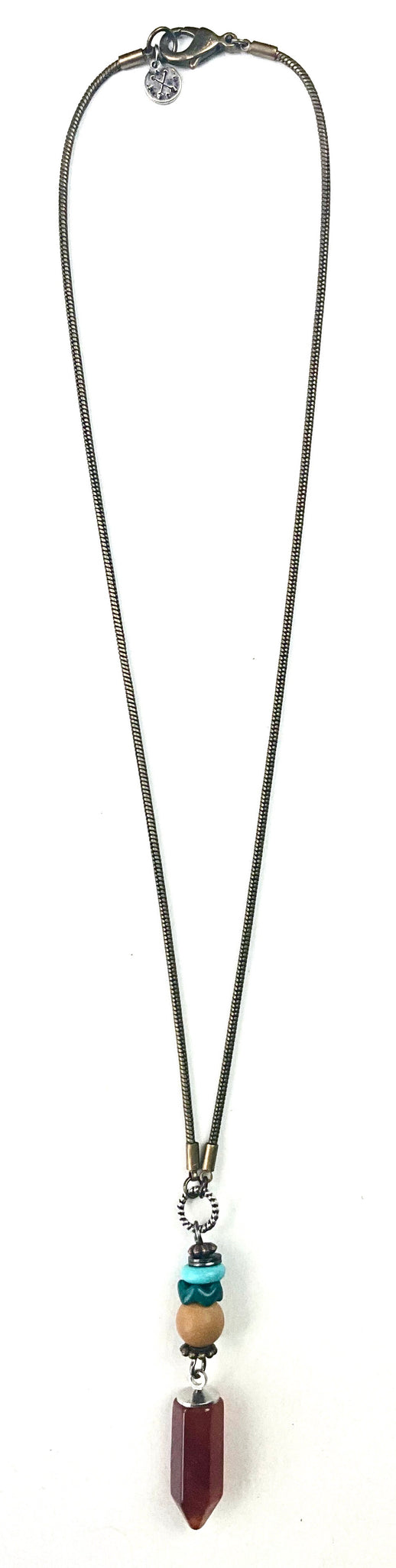 Red stone drop pendant necklace