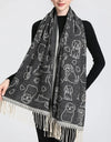 FC Reversible Puppy Print Cashmere Feel Shawl Scarf
