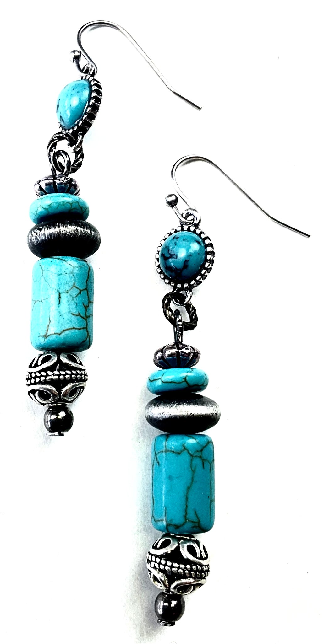 Turquoise Bead Dangle Earrings