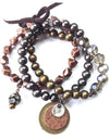 Mixed Beaded Stretch Bracelet Set with Coins