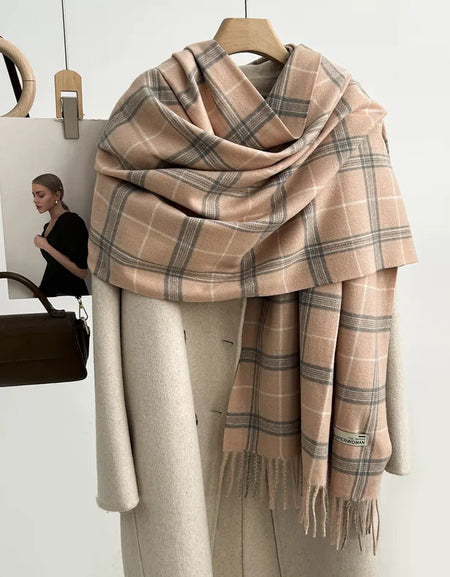 NI Pink/Gray plaid Scarf
