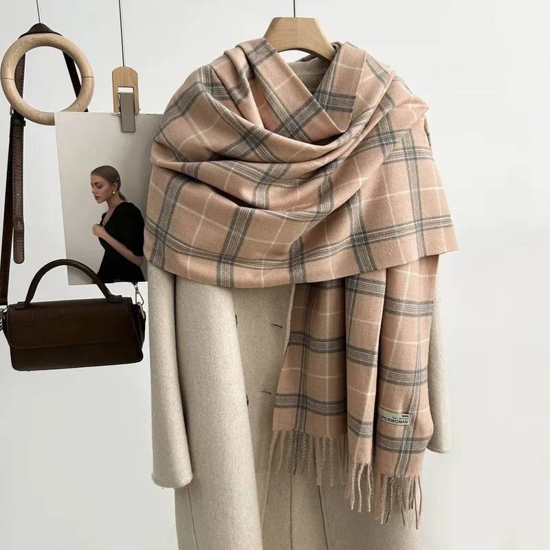 NI Pink/Gray plaid Scarf