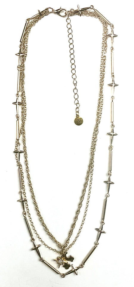 SHORT MIXED THIN CHAIN W/ CROSSES Necklack