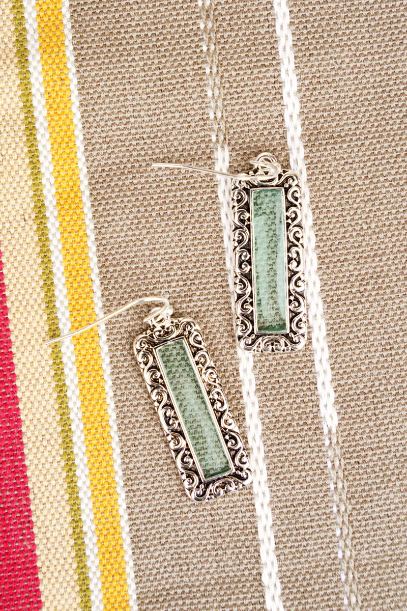 Brimridge Sea Glass and Silvertone Earrings - Turquoise