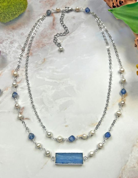 Kyanite Bar Pendant Necklace