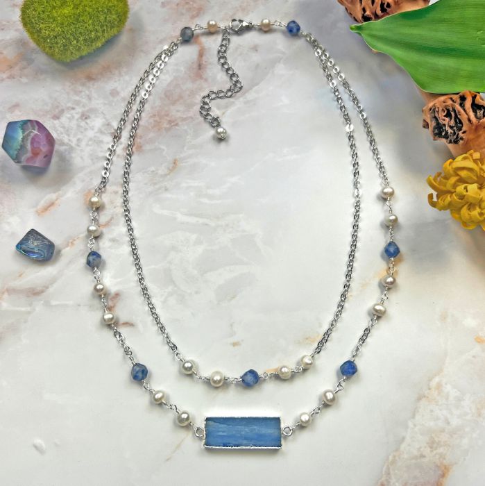 Kyanite Bar Pendant Necklace