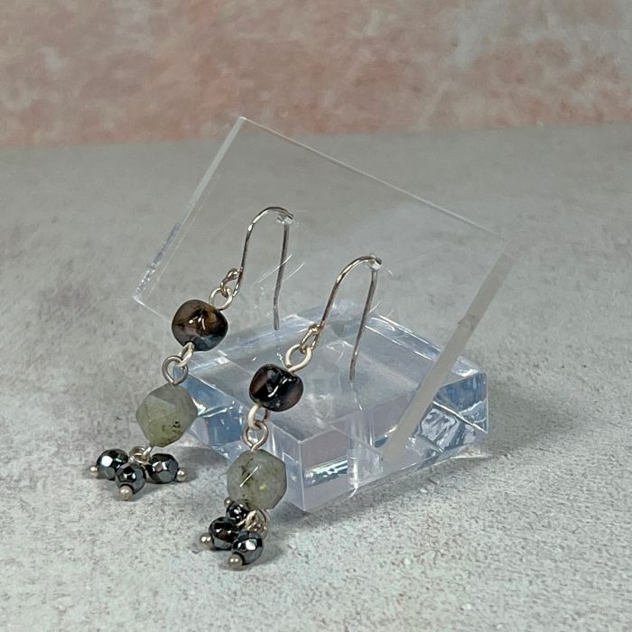 Hematite & Labradorite Earring