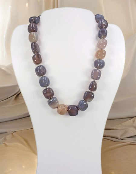 Beaded Grey Agate Necklace
