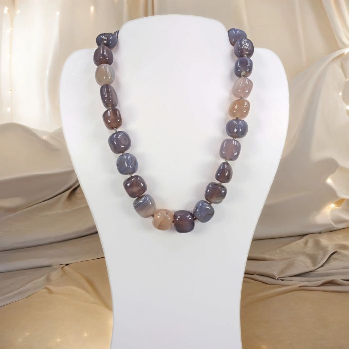 Beaded Grey Agate Necklace