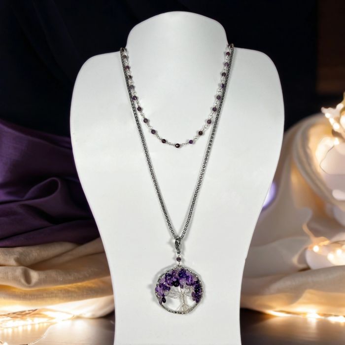 Amethyst Tree of Life and Collar Set of Necklaces.